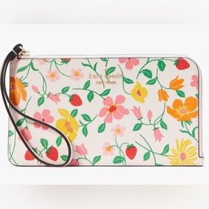 NWT KATE SPADE LUCY STRAWBERRY GARDEN PRINT L ZIP MEDIUM FLORAL Wristlet